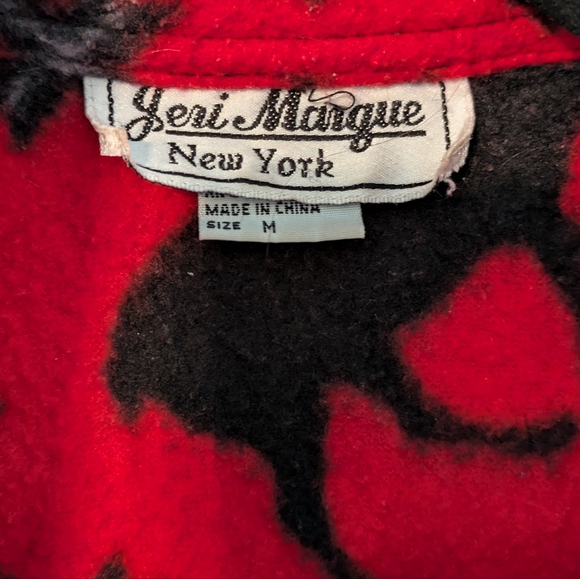 Vintage Red Fleece Zip Up Jacket with Moose & Pockets- M but fits like a L - Picture 2 of 4